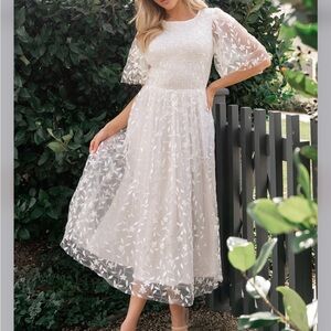 Baltic Born Kendra Embroidered White Floral Dress